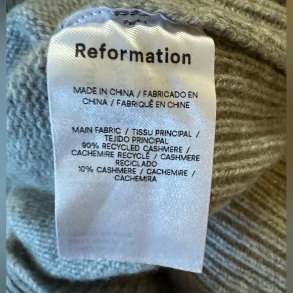 Reformation Garrett Turtleneck Cropped Cashmere Sweater in Husky Grey - Size M - Picture 6 of 10
